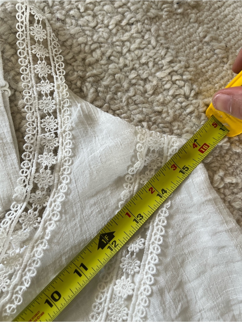 White Maxi Dress Button Front Crochet Boho Country Coastal Cottagecore Size M - Picture 13 of 14
